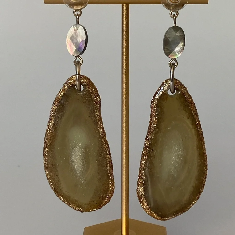 Earrings Drops Drops Acrylic Stone Design Vintage 3.5”